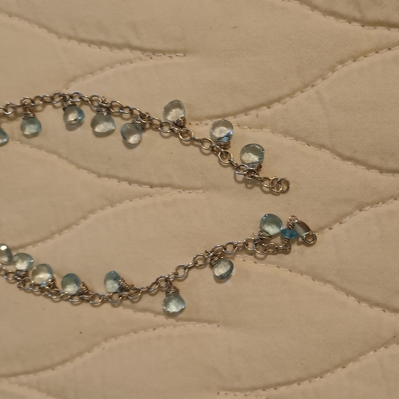 Elegant Blue Gemstone sterling silver anklet - Picture 2 of 3